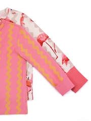 Chelsea Peers キッズ用コットンストライプ/ フラミンゴプリント長袖パジャマセット 2枚組 - 画像 6 / 7