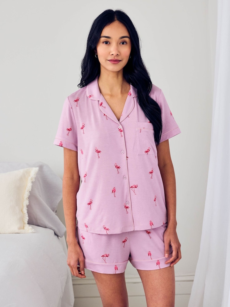 Chelsea Peers Tencel™ Modal Flamingo Drift Print Short Pyjamas Set - Imaginea 1 din 6