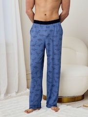 Chelsea Peers Blue Jurassic Dinosaur Print Long Pyjama Bottoms - Image 2 of 5