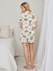 Chelsea Peers Organic Cotton Socialite Soirée Print Short Pyjama Set - Image 2 sur 6