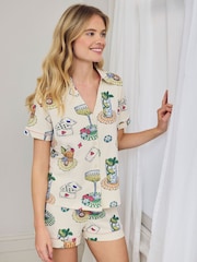 Chelsea Peers Organic Cotton Socialite Soirée Print Short Pyjama Set - Image 4 sur 6