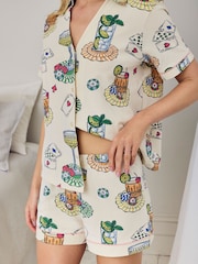 Chelsea Peers Organic Cotton Socialite Soirée Print Short Pyjama Set - Image 6 sur 6