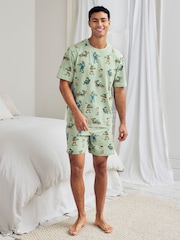 Chelsea Peers Green Cotton Frog House Print Short Pyjamas Set - Image 1 of 6