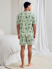 Chelsea Peers Green Cotton Frog House Print Short Pyjamas Set - Image 3 of 6