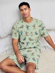 Chelsea Peers Green Cotton Frog House Print Short Pyjamas Set - Image 6 of 6
