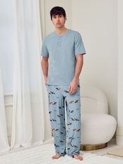 Chelsea Peers Blue Frog Rally Print Long Pyjamas Set - Image 1 of 5