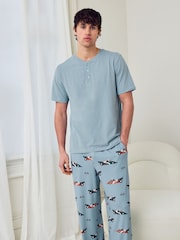 Chelsea Peers Blue Frog Rally Print Long Pyjamas Set - Image 2 of 5