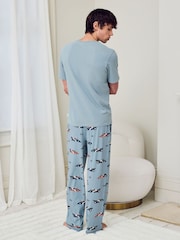 Chelsea Peers Blue Frog Rally Print Long Pyjamas Set - Image 4 of 5