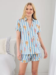 Chelsea Peers Maternity Cotton Swimming Society Stripe Print Short Pyjamas Set - صورة 1 من 5