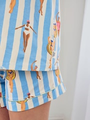 Chelsea Peers Maternity Cotton Swimming Society Stripe Print Short Pyjamas Set - صورة 5 من 5