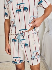 Chelsea Peers Natural Dogs Caddy Stripe Print Short Pyjamas Set - Image 5 of 6