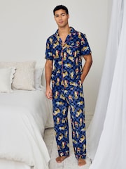 حزمة بيجامات طويلة مزينة بطبعة فهود ملاكمة من Chelsea Peers - صورة 1 من 6