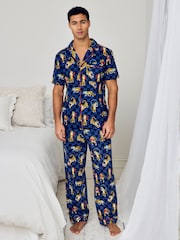 حزمة بيجامات طويلة مزينة بطبعة فهود ملاكمة من Chelsea Peers - صورة 2 من 6