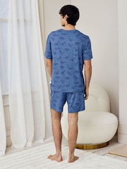 Chelsea Peers Blue Jurassic Dinosaur Print Short Pyjamas Set - Image 2 of 5