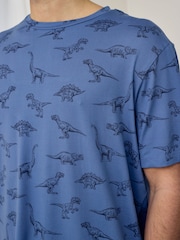 Chelsea Peers Blue Jurassic Dinosaur Print Short Pyjamas Set - Image 5 of 5