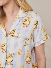 Chelsea Peers Blue Maternity Fluffy Ducklings Stripe Short Pyjamas Set - Image 5 of 5