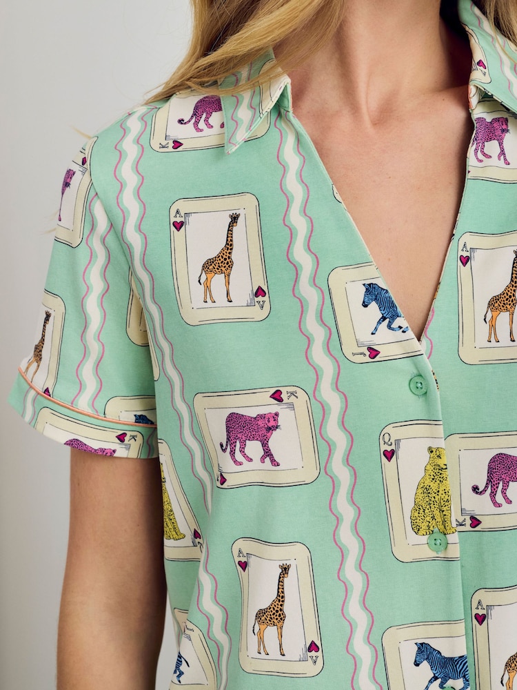 Chelsea Peers Playing Card Animals Print Short Pyjamas Set - صورة 6 من 6