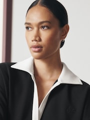 Black/Cream Slinky Contrast Collar Rugby Sweat Top - Image 5 of 8