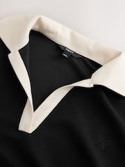 Black/Cream Slinky Contrast Collar Rugby Sweat Top - Image 7 of 8
