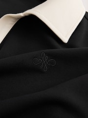Black/Cream Slinky Contrast Collar Rugby Sweat Top - Image 8 of 8
