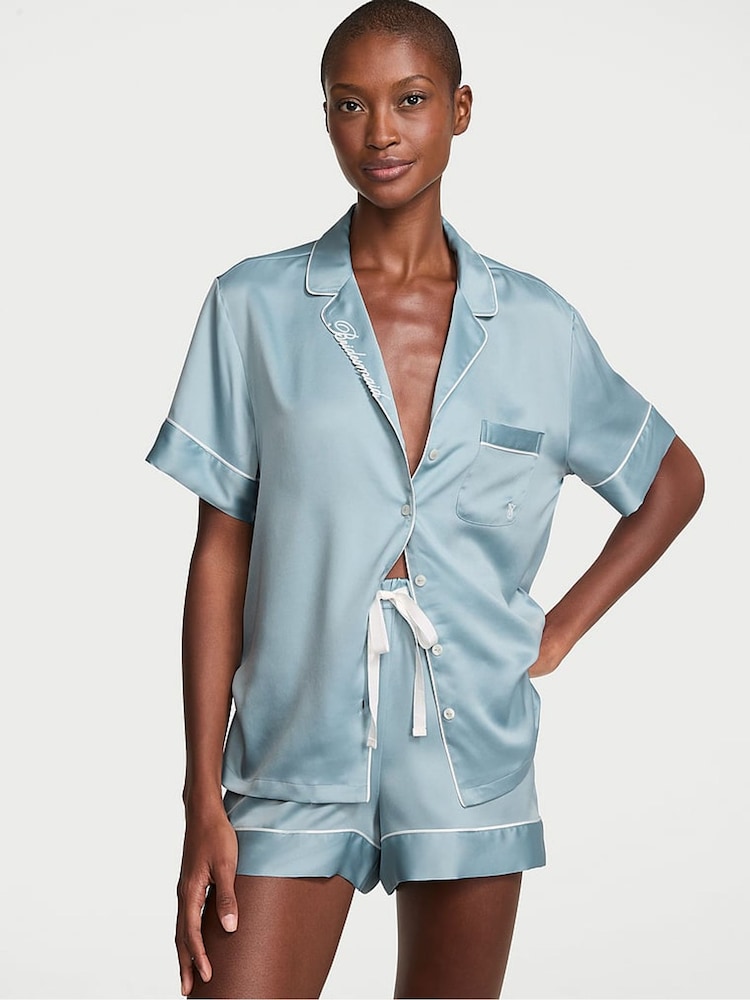 Victoria's Secret Hope Grey Bridesmaid Satin Short Pyjamas Set - Image 1 of 3 Victoria's Secret Hope Grey Bridesmaid Satin Short Pyjamas Set - Image 1 of 3