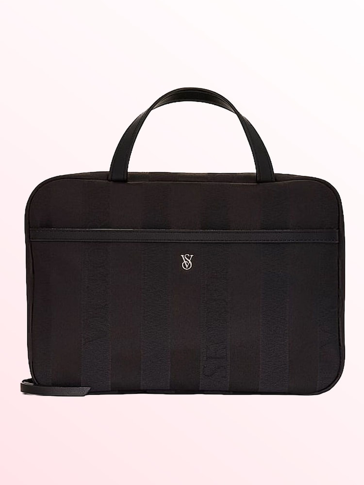 Victoria's Secret Black Stripe Makeup Bag - Image 1 of 2 Victoria's Secret Black Stripe Makeup Bag - Image 1 of 2