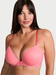 Victoria's Secret Wild Salmon Pink Lace Trim Push Up Bra - Image 1 of 2
