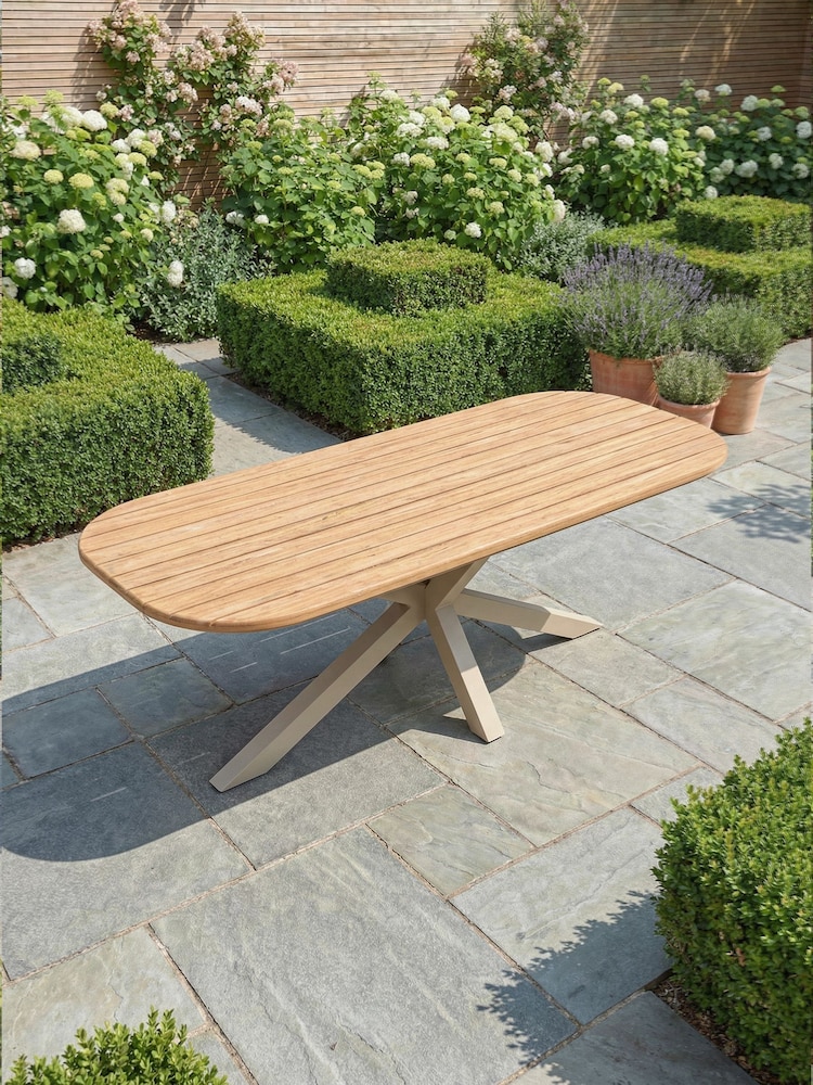 Maze Latte Brown Sicily Rectangular Garden Dining Table - Image 2 of 4