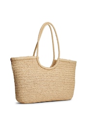 Tommy Hilfiger Raffia Textured Logo Tote Bag - תמונה 2 מתוך 4