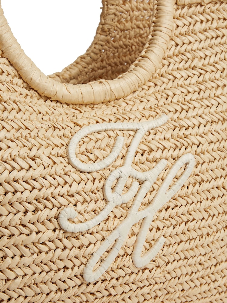 Tommy Hilfiger Raffia Textured Logo Tote Bag - תמונה 4 מתוך 4