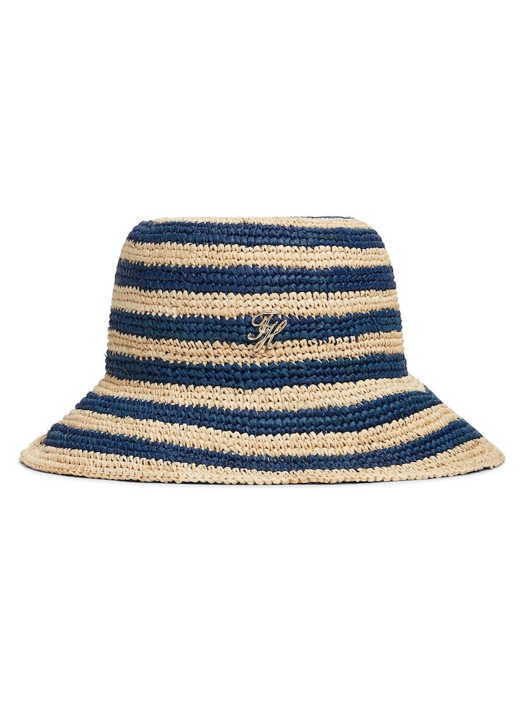Tommy Hilfiger Blue Stripe Raffia Bucket Hat - Image 1 of 4