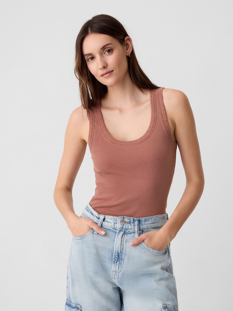 Gap Brown Ribbed Knit Vest - Image 1 of 5