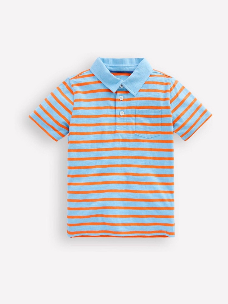 Boden Blue Slub Polo Shirt - Image 1 of 3