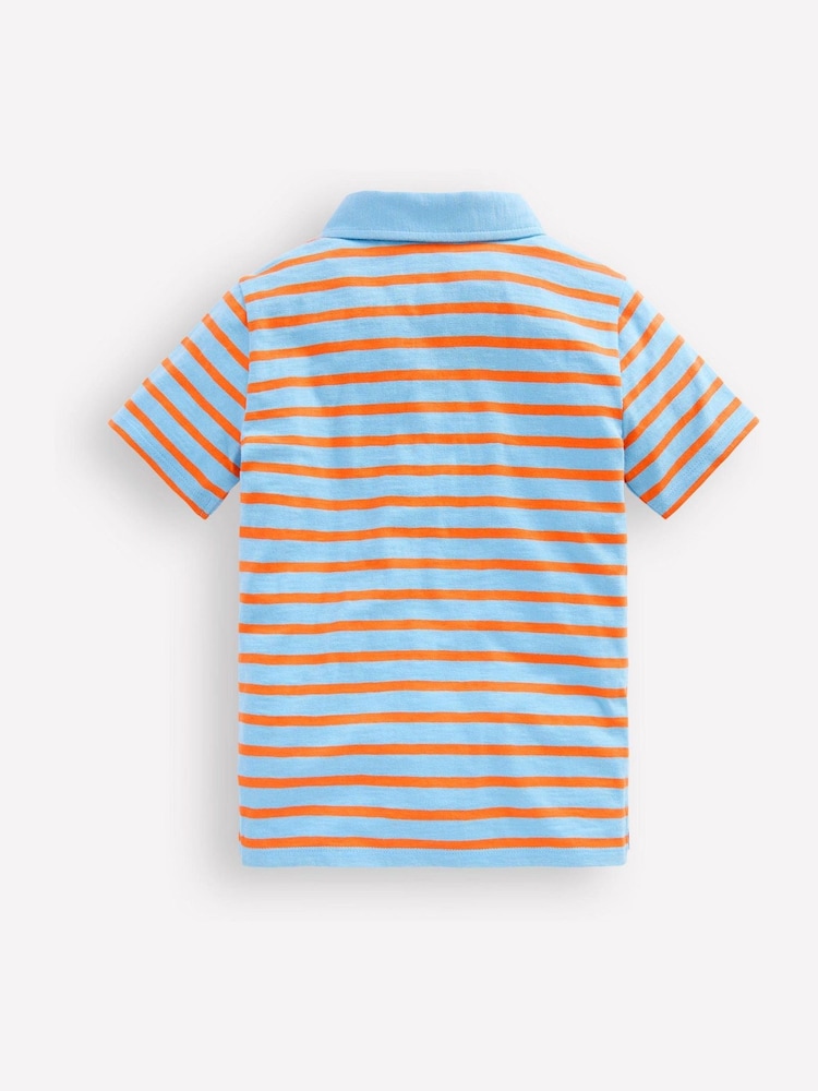 Boden Blue Slub Polo Shirt - Image 2 of 3