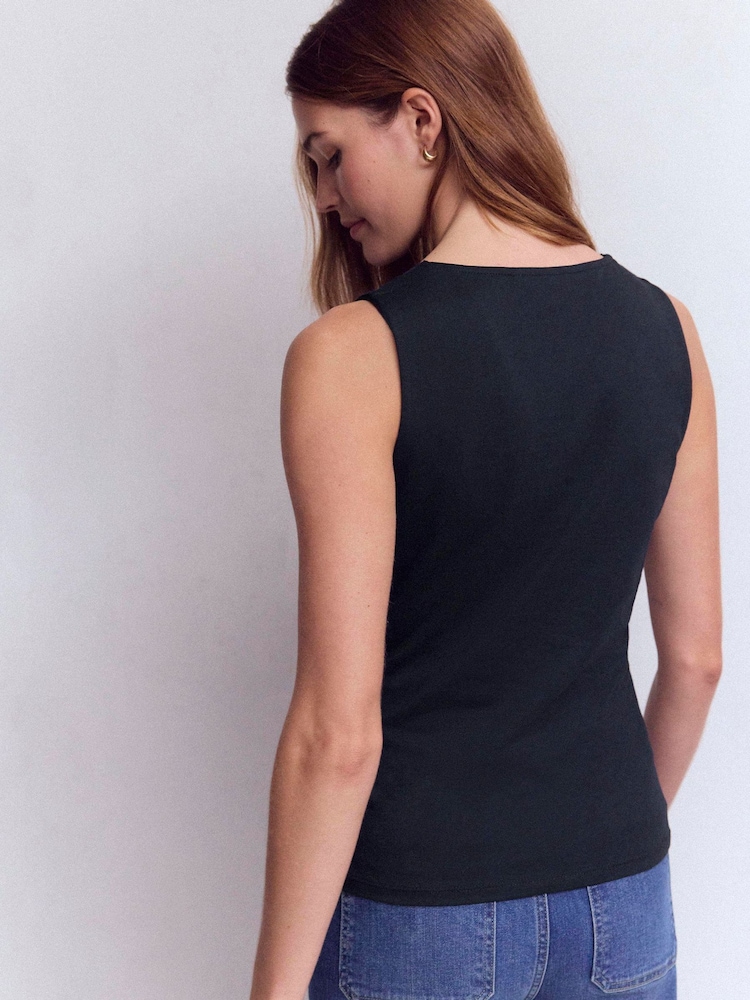 Boden Blue Flora Lace Trim Supersoft Vest - Image 2 of 5