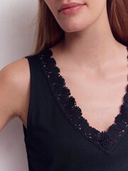 Boden Blue Flora Lace Trim Supersoft Vest - Image 4 of 5