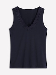 Boden Blue Flora Lace Trim Supersoft Vest - Image 5 of 5