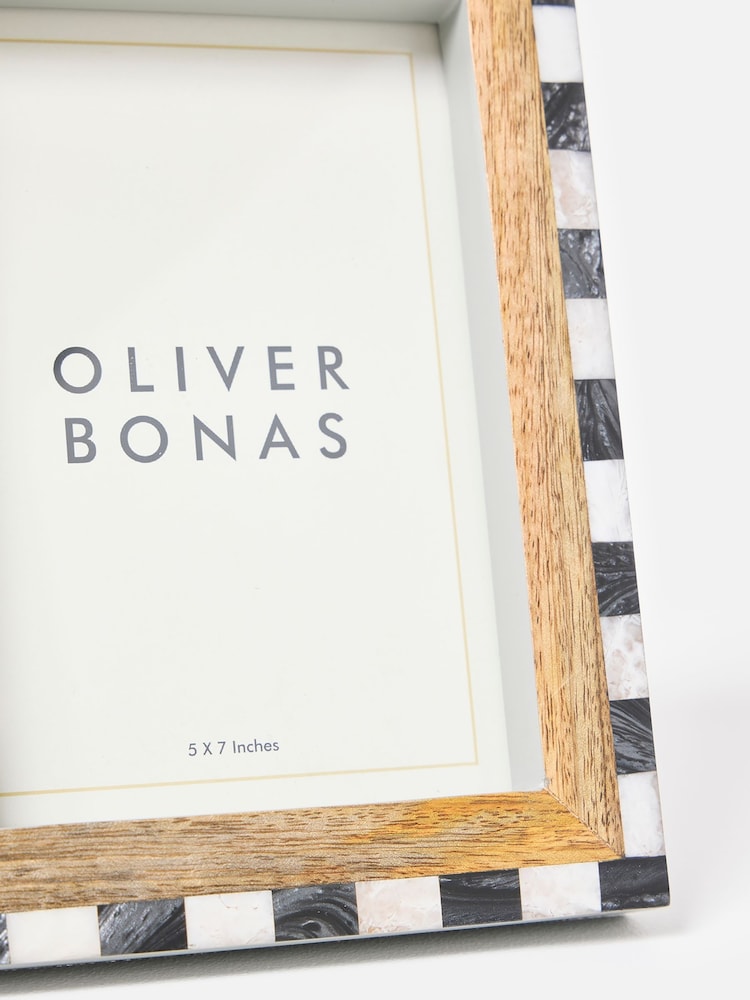 Oliver Bonas Natural Pablo Chequerboard Wooden Photo Frame 5x7 - Image 4 of 4