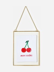 Oliver Bonas Gold Mon Cheri Embroidered Wall Art - Image 1 of 5