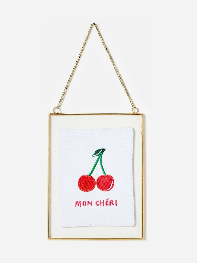 Oliver Bonas Gold Mon Cheri Embroidered Wall Art - Image 1 of 5