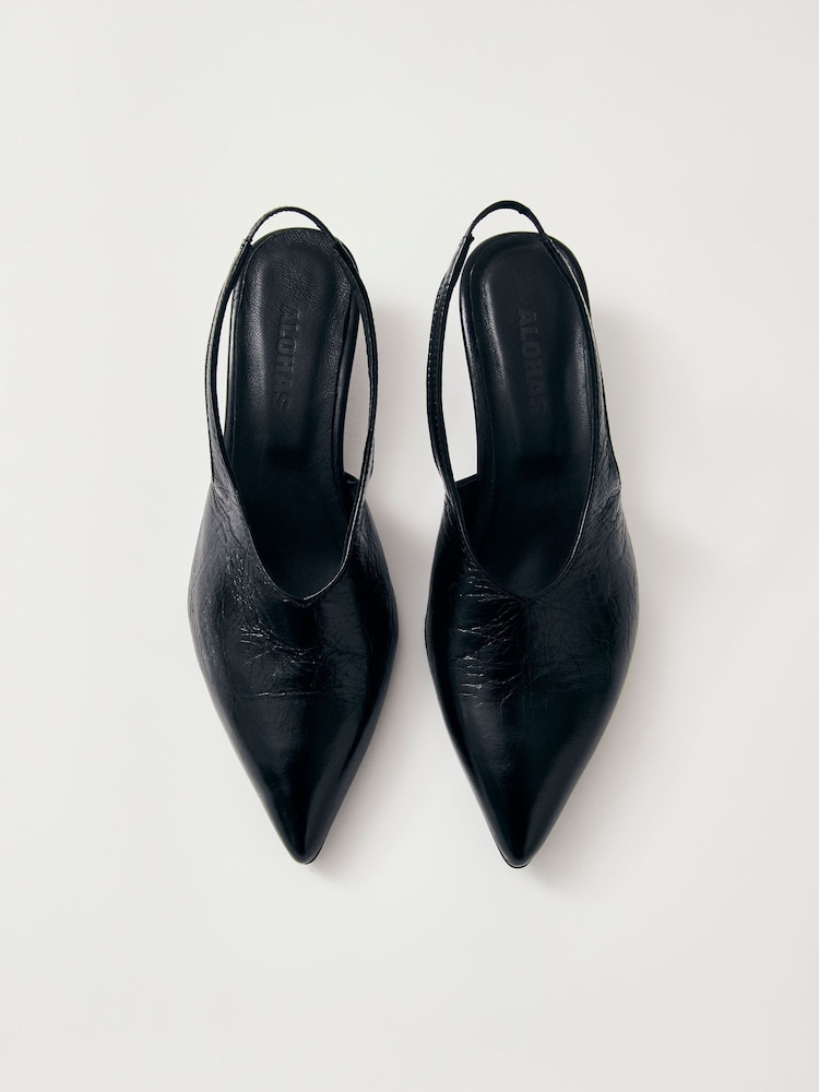Alohas Black Eros Leather Slingback Shoes - Image 2 of 5