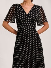 Jolie Moi Black Pleated Chiffon Maxi Dress - Image 4 of 6