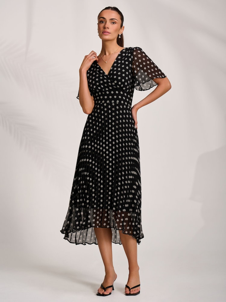 Jolie Moi Black Pleated Chiffon Maxi Dress - Image 6 of 6