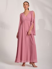 Jolie Moi Pink Chiffon Maxi Dress - Image 1 of 6