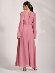 Jolie Moi Pink Chiffon Maxi Dress - Image 2 of 6