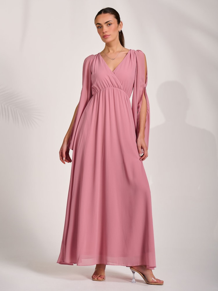 Jolie Moi Pink Chiffon Maxi Dress - Image 6 of 6