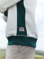 Ecru White/Green Soft Loopback Crew Neck Sweatshirt - Image 5 of 5