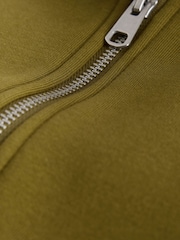 Olive Green Regular Fit Zip Neck Polo Sweatshirt - Image 7 of 8