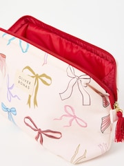 Oliver Bonas Cream White Bow Print Toiletry Bag - Image 2 of 6