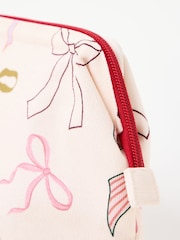 Oliver Bonas Cream White Bow Print Toiletry Bag - Image 6 of 6